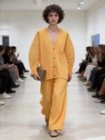 HP line V-neck cardigan with HP. line 127 cropped wide leg pants